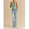 image:imageMakeMeChic Womens Floral Textured Halter Top Sleeveless Tie Back Elegant Cami Crop TopsMint Green