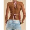 image:imageMakeMeChic Womens Floral Textured Halter Top Sleeveless Tie Back Elegant Cami Crop TopsPink