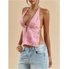 image:imageMakeMeChic Womens Floral Textured Halter Top Sleeveless Tie Back Elegant Cami Crop TopsPink