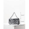 image:imageMakeMeChic Womens Fur Purse Small Square Bags Fuzzy Chain Strap Zipper Y2K Shoulder HandbagsBlack and White