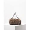 image:imageMakeMeChic Womens Fur Purse Small Square Bags Fuzzy Chain Strap Zipper Y2K Shoulder HandbagsBrown