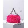 image:imageMakeMeChic Womens Fur Purse Small Square Bags Fuzzy Chain Strap Zipper Y2K Shoulder HandbagsHot Pink