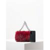image:imageMakeMeChic Womens Fur Purse Small Square Bags Fuzzy Chain Strap Zipper Y2K Shoulder HandbagsRed