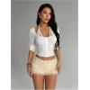 image:imageMakeMeChic Womens Fuzzy Micro Shorts Contrast Skinny Fitted Party Club Y2K Mini ShortsApricot