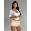 image:imageMakeMeChic Womens Fuzzy Micro Shorts Contrast Skinny Fitted Party Club Y2K Mini ShortsApricot