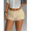 image:imageMakeMeChic Womens Fuzzy Micro Shorts Contrast Skinny Fitted Party Club Y2K Mini ShortsApricot