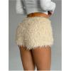 image:imageMakeMeChic Womens Fuzzy Micro Shorts Contrast Skinny Fitted Party Club Y2K Mini ShortsApricot