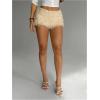 image:imageMakeMeChic Womens Fuzzy Micro Shorts Contrast Skinny Fitted Party Club Y2K Mini ShortsApricot