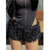image:imageMakeMeChic Womens Fuzzy Micro Shorts Contrast Skinny Fitted Party Club Y2K Mini ShortsBlack