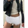 image:imageMakeMeChic Womens Fuzzy Micro Shorts Contrast Skinny Fitted Party Club Y2K Mini ShortsWhite