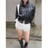 image:imageMakeMeChic Womens Fuzzy Micro Shorts Contrast Skinny Fitted Party Club Y2K Mini ShortsWhite