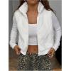 image:imageMakeMeChic Womens Fuzzy Zip Up Vest Crop High Neck Sleeveless Jacket OuterwearWhite