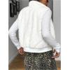 image:imageMakeMeChic Womens Fuzzy Zip Up Vest Crop High Neck Sleeveless Jacket OuterwearWhite