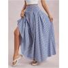 image:imageMakeMeChic Womens Gingham Maxi Skirt High Waist Flowy Loose Fit Y2k Long Skirts with PocketBlue