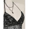 image:imageMakeMeChic Womens Glitter Sequin Mesh Sheer Halter Top Summer Tie Backless Y2K Party Crop TopsBlack