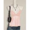 image:imageMakeMeChic Womens Glitter Sequin Mesh Sheer Halter Top Summer Tie Backless Y2K Party Crop TopsPink