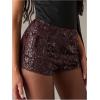 image:imageMakeMeChic Womens Glitter Sequin Micro Shorts Low Rise Straight Leg Party Y2K Mini ShortsBrown