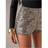 image:imageMakeMeChic Womens Glitter Sequin Micro Shorts Low Rise Straight Leg Party Y2K Mini ShortsGold