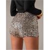image:imageMakeMeChic Womens Glitter Sequin Micro Shorts Low Rise Straight Leg Party Y2K Mini ShortsGold