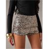 image:imageMakeMeChic Womens Glitter Sequin Micro Shorts Low Rise Straight Leg Party Y2K Mini ShortsGold