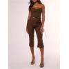 image:imageMakeMeChic Womens Going Out Capri Pants Sexy Y2K Lace Up Capri Pants High Waisted Skinny Stretchy PantsBrown