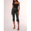 image:imageMakeMeChic Womens Going Out Capri Pants Sexy Y2K Lace Up Capri Pants High Waisted Skinny Stretchy PantsDark Grey