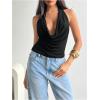 image:imageMakeMeChic Womens Going Out Halter Tops Backless Y2k Cowl Neck Tops Rave OutfitsBlack