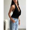 image:imageMakeMeChic Womens Going Out Halter Tops Backless Y2k Cowl Neck Tops Rave OutfitsBlack