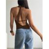 image:imageMakeMeChic Womens Going Out Halter Tops Backless Y2k Cowl Neck Tops Rave OutfitsBrown