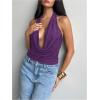 image:imageMakeMeChic Womens Going Out Halter Tops Backless Y2k Cowl Neck Tops Rave OutfitsPurple