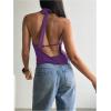 image:imageMakeMeChic Womens Going Out Halter Tops Backless Y2k Cowl Neck Tops Rave OutfitsPurple
