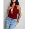 image:imageMakeMeChic Womens Going Out Halter Tops Backless Y2k Cowl Neck Tops Rave OutfitsRed