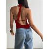 image:imageMakeMeChic Womens Going Out Halter Tops Backless Y2k Cowl Neck Tops Rave OutfitsRed