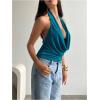 image:imageMakeMeChic Womens Going Out Halter Tops Backless Y2k Cowl Neck Tops Rave OutfitsTeal Blue