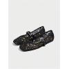 image:imageMakeMeChic Womens Lace Mesh Ballet Flats Shoes Square Closed Toe Shoes Breathable Summer FlatsBlack
