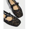 image:imageMakeMeChic Womens Lace Mesh Ballet Flats Shoes Square Closed Toe Shoes Breathable Summer FlatsBlack