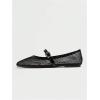 image:imageMakeMeChic Womens Lace Mesh Ballet Flats Shoes Square Closed Toe Shoes Breathable Summer FlatsBlack Solid