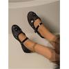image:imageMakeMeChic Womens Lace Mesh Ballet Flats Shoes Square Closed Toe Shoes Breathable Summer FlatsFloral Black
