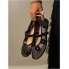 image:imageMakeMeChic Womens Lace Mesh Ballet Flats Shoes Square Closed Toe Shoes Breathable Summer FlatsFloral Black