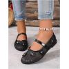 image:imageMakeMeChic Womens Lace Mesh Ballet Flats Shoes Square Closed Toe Shoes Breathable Summer FlatsFloral Black