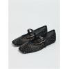image:imageMakeMeChic Womens Lace Mesh Ballet Flats Shoes Square Closed Toe Shoes Breathable Summer FlatsSparkly Black