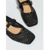 image:imageMakeMeChic Womens Lace Mesh Ballet Flats Shoes Square Closed Toe Shoes Breathable Summer FlatsSparkly Black