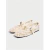 image:imageMakeMeChic Womens Lace Mesh Ballet Flats Shoes Square Closed Toe Shoes Breathable Summer FlatsWhite