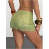 image:imageMakeMeChic Womens Lace Mini Skirt with Shorts Underneath Y2k Wrap Skirts SkortsGreen
