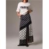 image:imageMakeMeChic Womens Lace Polka Dots Maxi Skirt High Waist Split Thigh Y2k SkirtsBlack and White