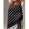 image:imageMakeMeChic Womens Lace Polka Dots Maxi Skirt High Waist Split Thigh Y2k SkirtsBlack and White