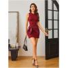 image:imageMakeMeChic Womens Leather Dress Sleeveless Summer Dresses with Ruched Wrap Tie Skirts Date Night OutfitBurgundy