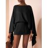 image:imageMakeMeChic Womens Linen Two Piece Set Summer Poncho Tops and Skort Going Out Beach Vacation OutfitsBlack
