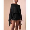 image:imageMakeMeChic Womens Linen Two Piece Set Summer Poncho Tops and Skort Going Out Beach Vacation OutfitsBlack