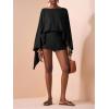 image:imageMakeMeChic Womens Linen Two Piece Set Summer Poncho Tops and Skort Going Out Beach Vacation OutfitsBlack